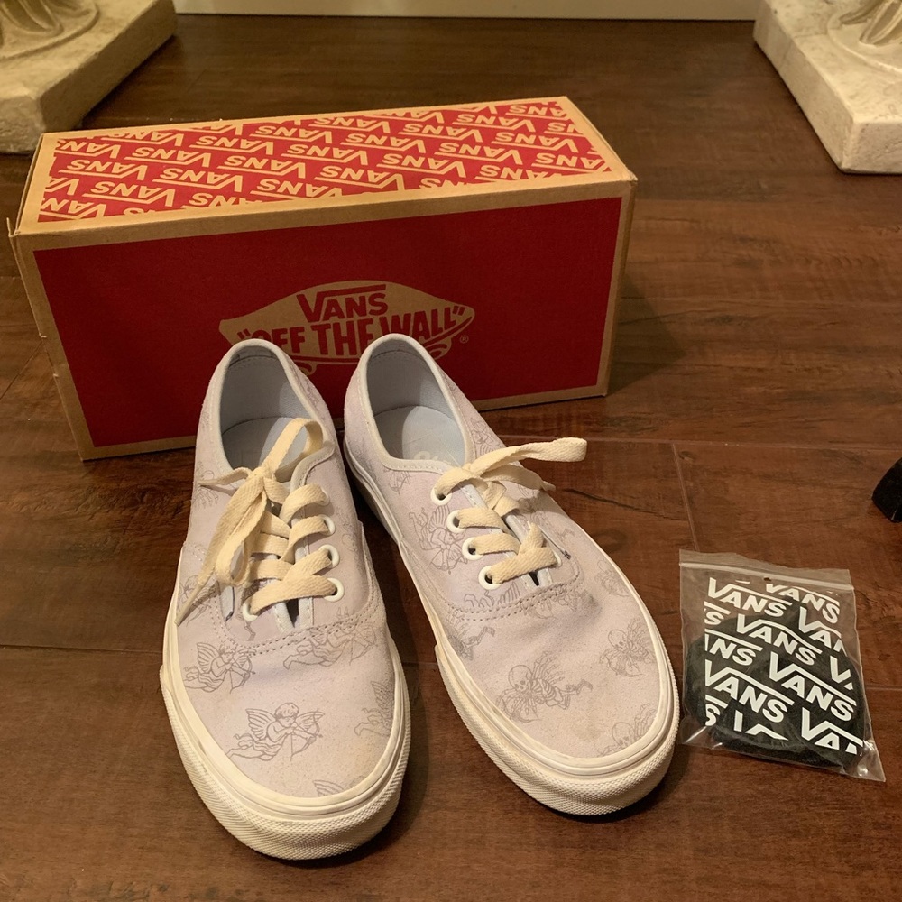 Vans Love you to Death Printed Skull and Cherub Cupid Sneaker Blue